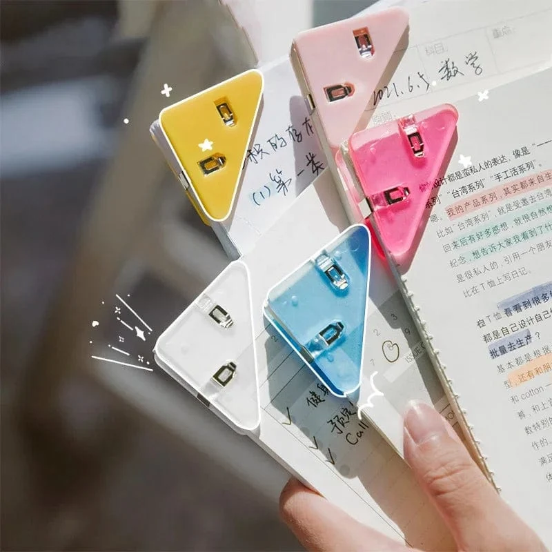 Kawaii 5 Stück Dreieck-Eckklammern, Datei-Büroklammern, Datei-Index, Fotoklemme, Seitenhalter, koreanisches Briefpapier, Schreibtisch-Organizer