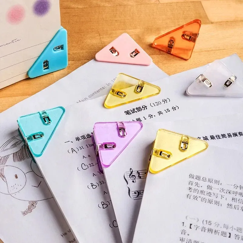 Kawaii 5 Stück Dreieck-Eckklammern, Datei-Büroklammern, Datei-Index, Fotoklemme, Seitenhalter, koreanisches Briefpapier, Schreibtisch-Organizer