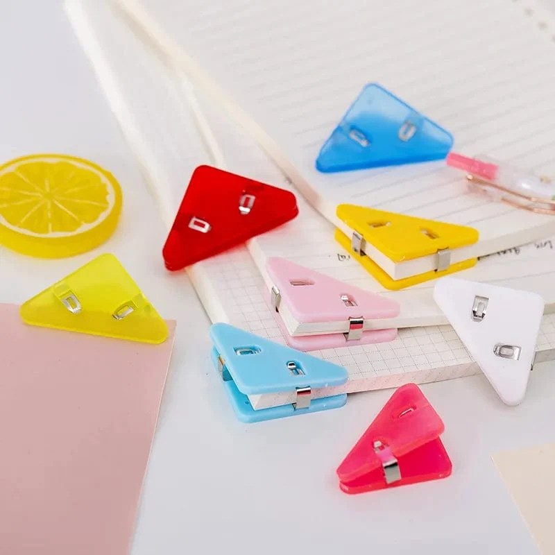 Kawaii 5 Stück Dreieck-Eckklammern, Datei-Büroklammern, Datei-Index, Fotoklemme, Seitenhalter, koreanisches Briefpapier, Schreibtisch-Organizer