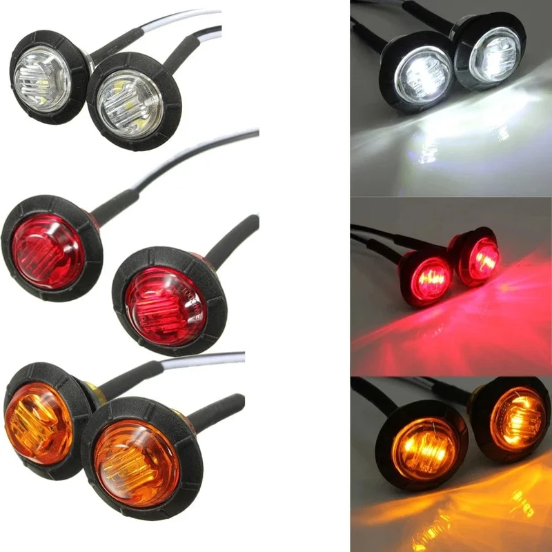 2 Stück 3/4 Zoll Halterung LED Rückseitenmarkierungsleuchten für LKW, Anhänger, Kabinenmarkierung, Boote 12V 24V ROT GRÜN GELB BLAU