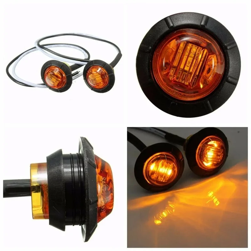 2 Stück 3/4 Zoll Halterung LED Rückseitenmarkierungsleuchten für LKW, Anhänger, Kabinenmarkierung, Boote 12V 24V ROT GRÜN GELB BLAU