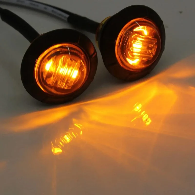 2 Stück 3/4 Zoll Halterung LED Rückseitenmarkierungsleuchten für LKW, Anhänger, Kabinenmarkierung, Boote 12V 24V ROT GRÜN GELB BLAU