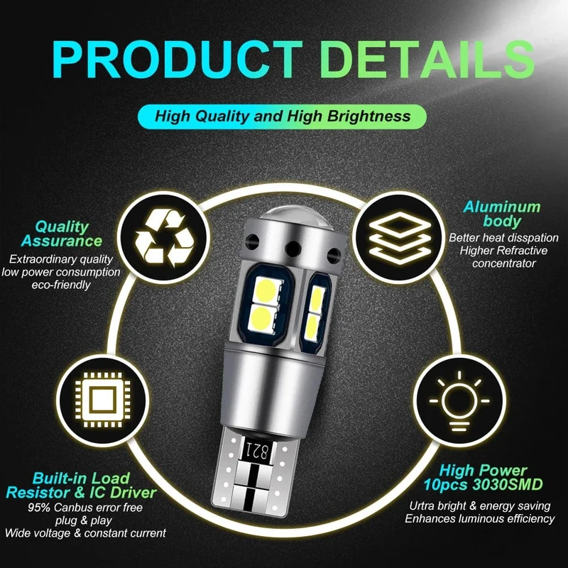 2/4 STÜCKE Hohe Qualität T10 W5W 168 192 Led Rücklicht 3030 10smd 12 V Auto Lampe CANBUS KEIN Fehler Auto Marker Parkplatz Birne 6000 K ASLENT