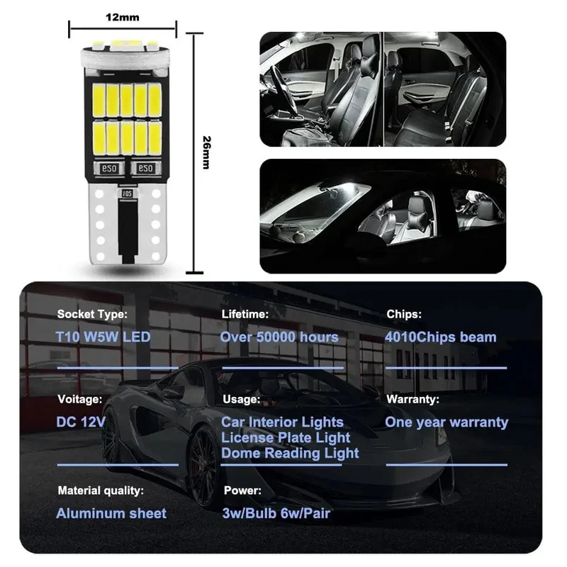 10 stück Canbus W5W T10 194 LED Auto Glühbirne 26SMD 4014 Auto Hohe Helle Keil Lizenz Platte Freiheit Dome tür Lampe 12V