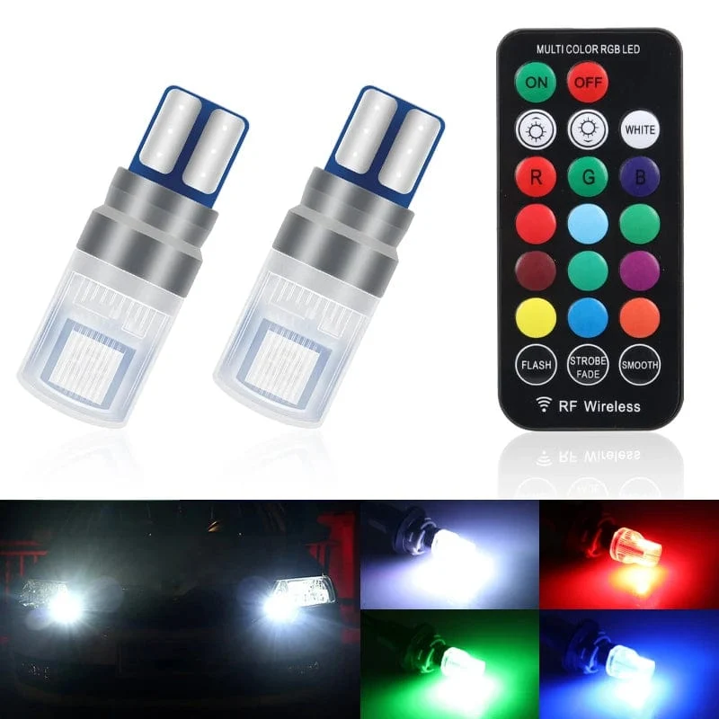 2 Teile/satz RGB LED T10 W5W Lampen Mit Fernbedienung W5W Led 194 168 Auto Lesen Dome Licht Auto Keil Lampe kennzeichen Lichter