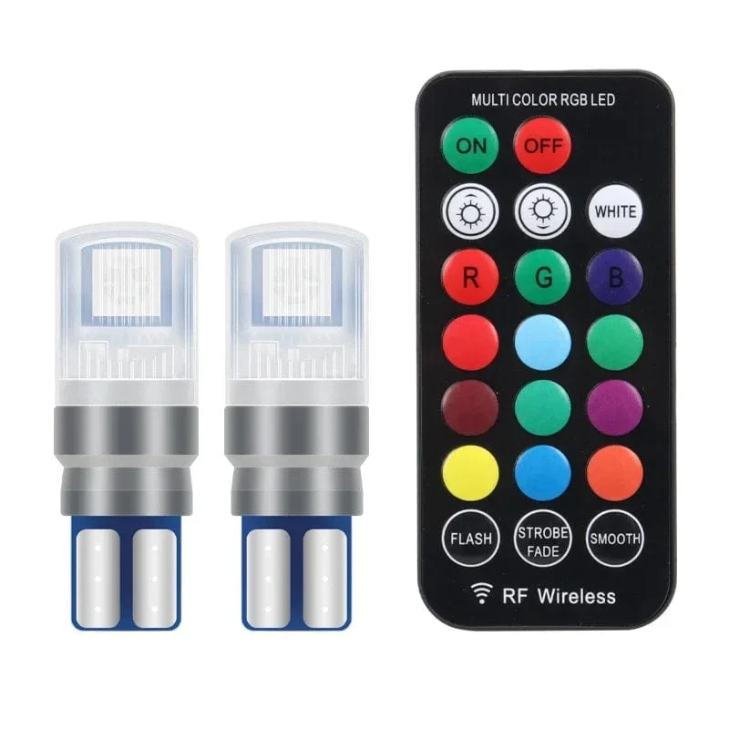2 Teile/satz RGB LED T10 W5W Lampen Mit Fernbedienung W5W Led 194 168 Auto Lesen Dome Licht Auto Keil Lampe kennzeichen Lichter