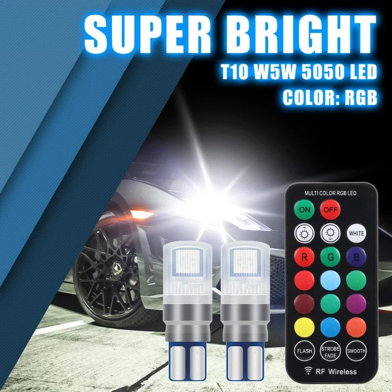 2 Teile/satz RGB LED T10 W5W Lampen Mit Fernbedienung W5W Led 194 168 Auto Lesen Dome Licht Auto Keil Lampe kennzeichen Lichter