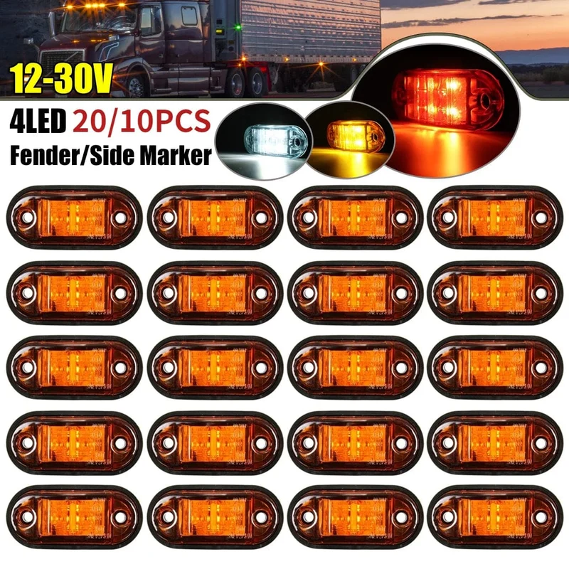 20/10 STÜCKE 4 LED 12 V-24 V Seitenmarkierungsleuchten Oval Vorne Hinten Umrissleuchte LKW Zubehör für Anhänger BUS Van Caravan