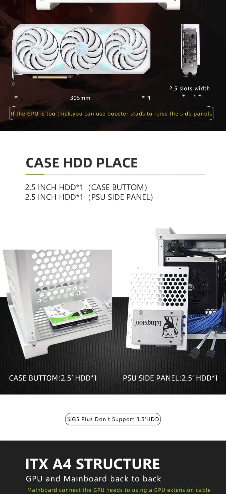 METALFISH G5 Plus Aluminium ITX Weiß Fall Koffer Tragbarer PC Gaming Computer Kleine Chassis Unterstützung SFX Netzteil/306mm GPU/12cm Lüfter