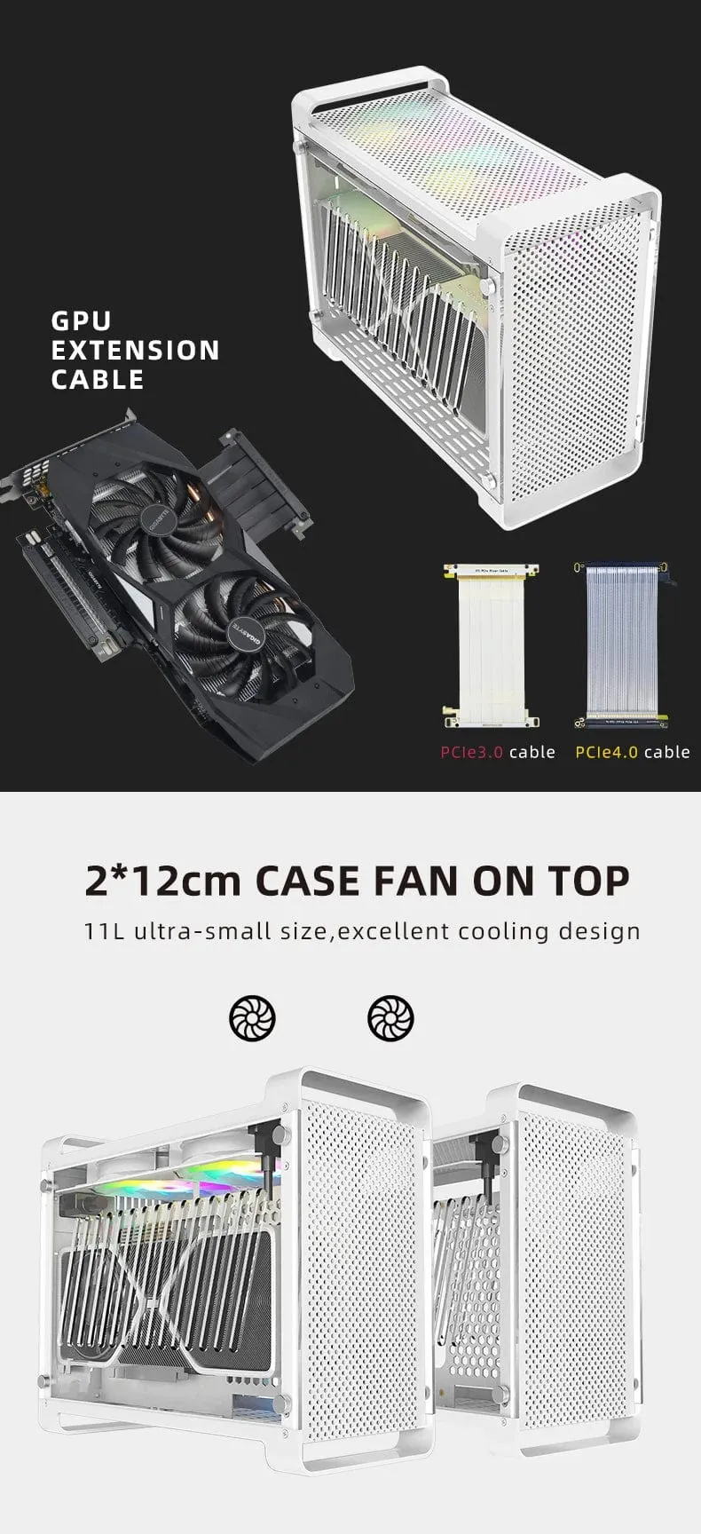 METALFISH G5 Plus Aluminium ITX Weiß Fall Koffer Tragbarer PC Gaming Computer Kleine Chassis Unterstützung SFX Netzteil/306mm GPU/12cm Lüfter