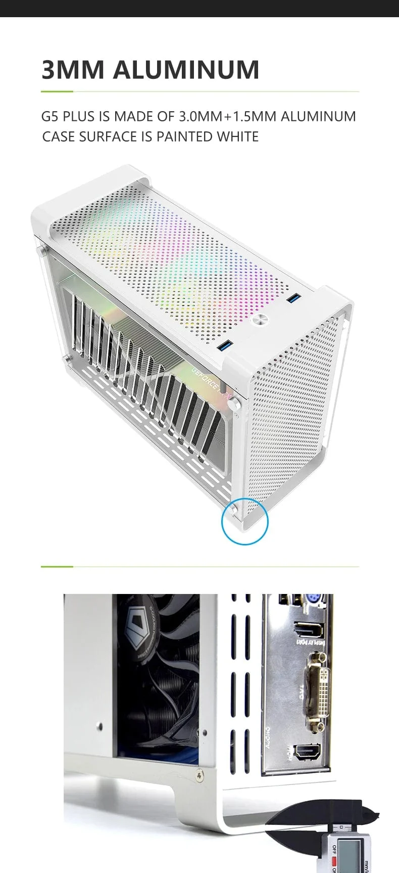 METALFISH G5 Plus Aluminium ITX Weiß Fall Koffer Tragbarer PC Gaming Computer Kleine Chassis Unterstützung SFX Netzteil/306mm GPU/12cm Lüfter