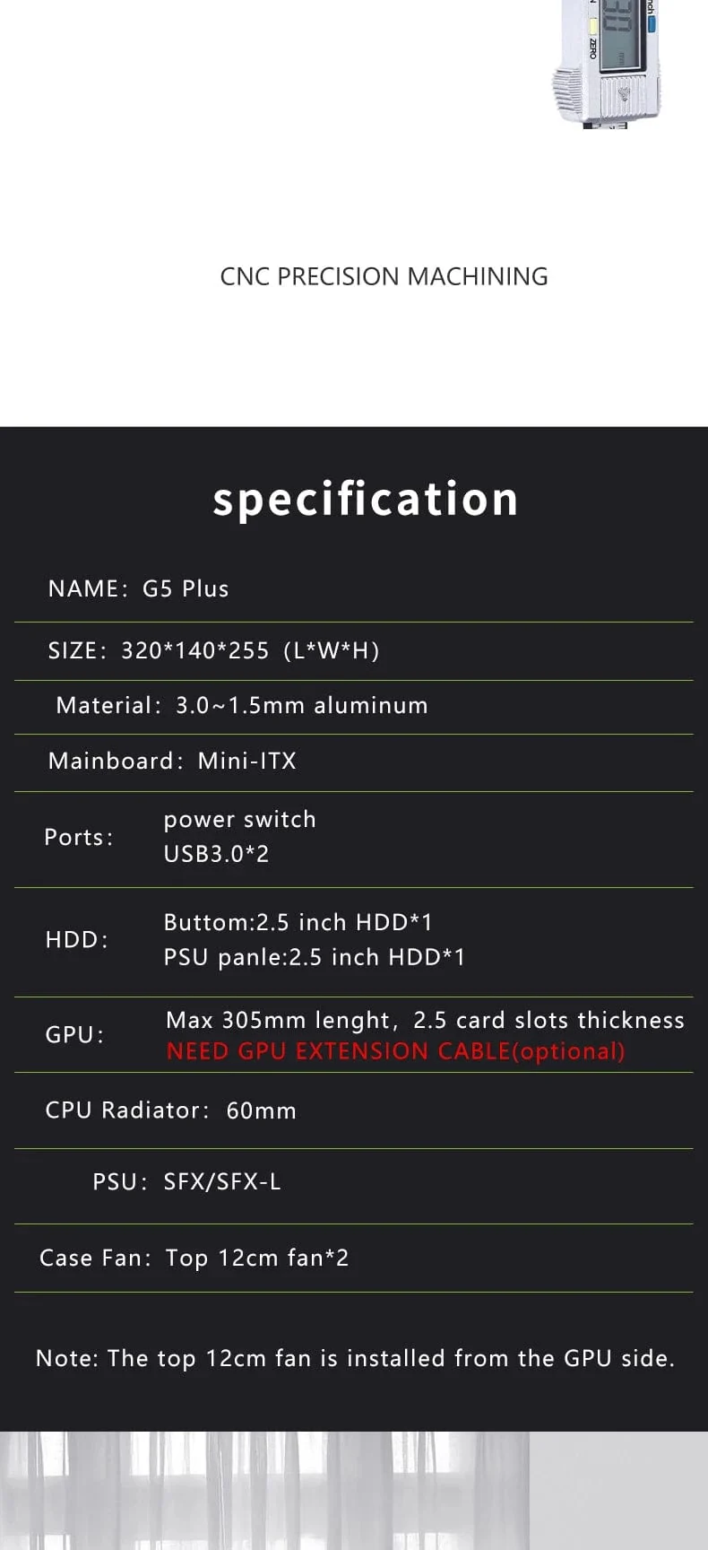 METALFISH G5 Plus Aluminium ITX Weiß Fall Koffer Tragbarer PC Gaming Computer Kleine Chassis Unterstützung SFX Netzteil/306mm GPU/12cm Lüfter
