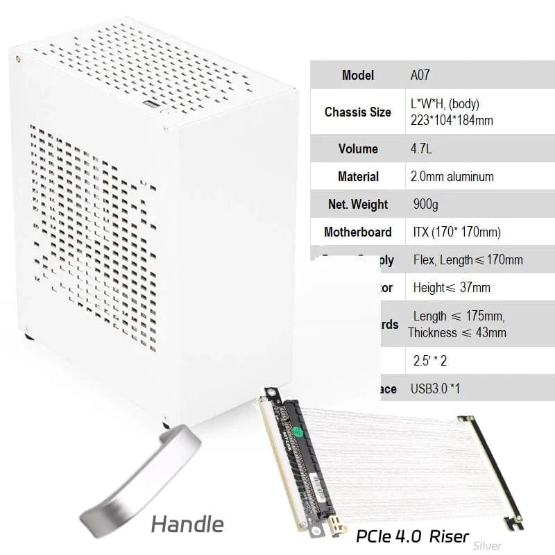 Vollaluminium 2.0mm HTPC Mini ITX A4 Chassis Spiel Computer Unterstützung Grafikkarte RTX2070 I5 Diskrete Display Fall K39 A07 A39