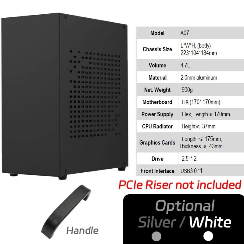 Vollaluminium 2.0mm HTPC Mini ITX A4 Chassis Spiel Computer Unterstützung Grafikkarte RTX2070 I5 Diskrete Display Fall K39 A07 A39