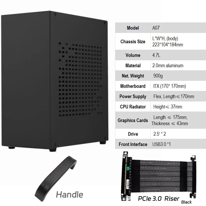 Vollaluminium 2.0mm HTPC Mini ITX A4 Chassis Spiel Computer Unterstützung Grafikkarte RTX2070 I5 Diskrete Display Fall K39 A07 A39