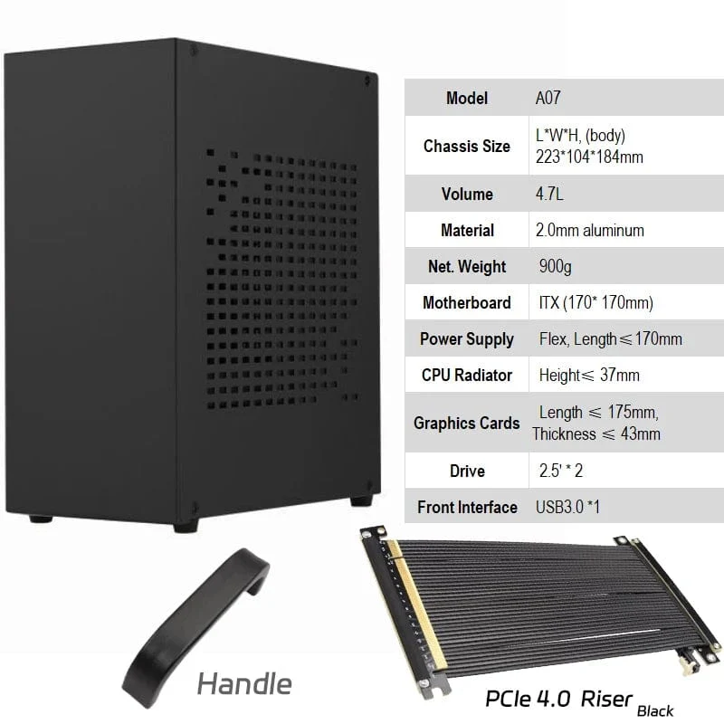 Vollaluminium 2.0mm HTPC Mini ITX A4 Chassis Spiel Computer Unterstützung Grafikkarte RTX2070 I5 Diskrete Display Fall K39 A07 A39