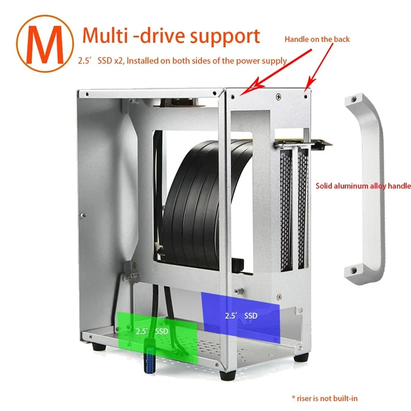 Vollaluminium 2.0mm HTPC Mini ITX A4 Chassis Spiel Computer Unterstützung Grafikkarte RTX2070 I5 Diskrete Display Fall K39 A07 A39