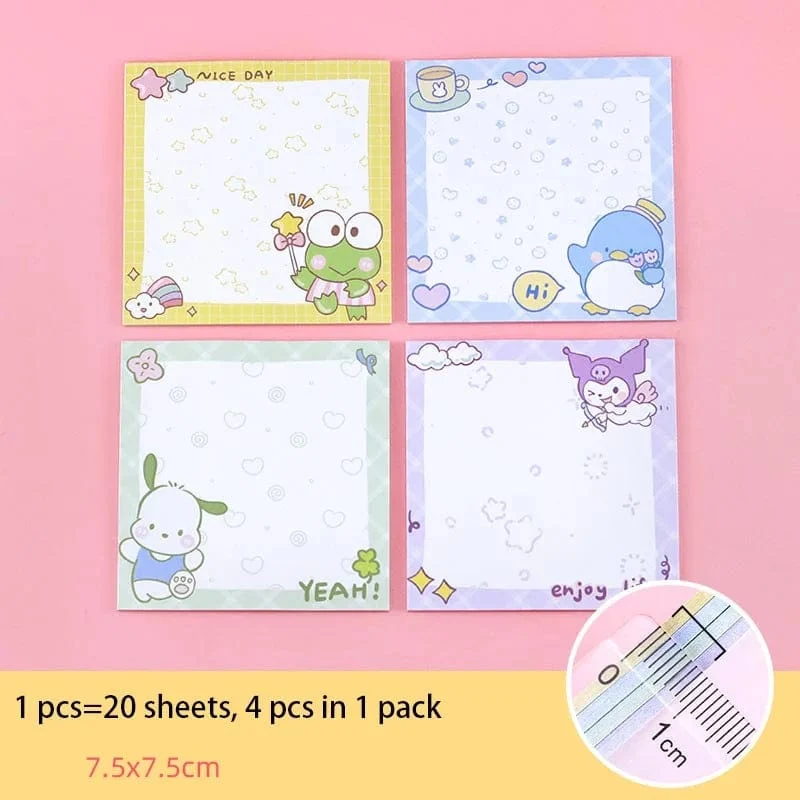 80 Blatt Sanrio Notizblock Haftnotizen Süße Melodie Pochacco Kuromi Briefpapier Etikett Notizblock Planer Aufkleber Post Schulbedarf
