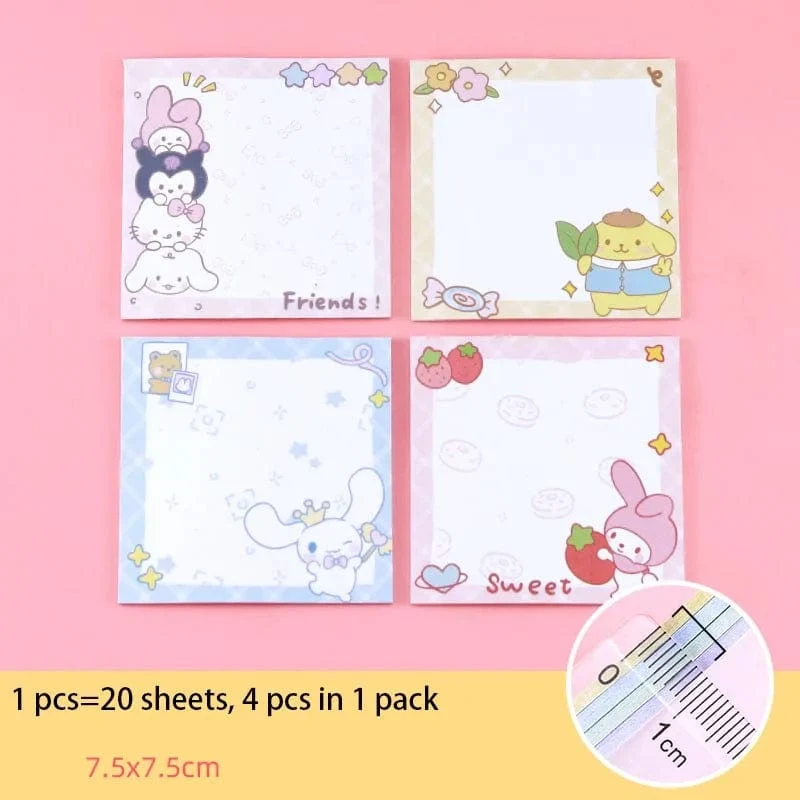 80 Blatt Sanrio Notizblock Haftnotizen Süße Melodie Pochacco Kuromi Briefpapier Etikett Notizblock Planer Aufkleber Post Schulbedarf