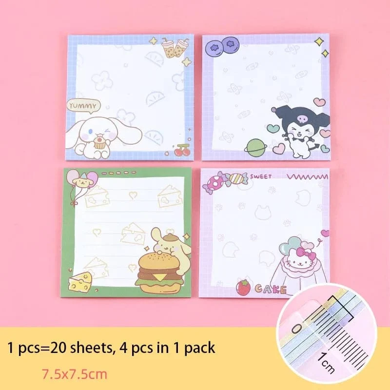 80 Blatt Sanrio Notizblock Haftnotizen Süße Melodie Pochacco Kuromi Briefpapier Etikett Notizblock Planer Aufkleber Post Schulbedarf
