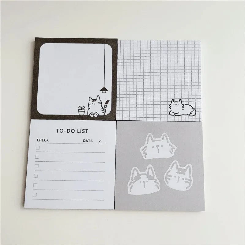 50 Blatt Cartoon Kurze Striche Niedliche Katze Notizblock Einfacher Stil Kawaii Nachrichtenpapier Student Aufgabenliste Notizen Schulschreibwaren