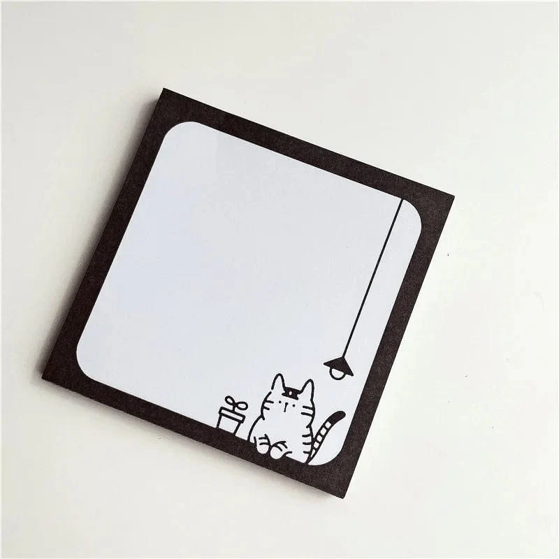 50 Blatt Cartoon Kurze Striche Niedliche Katze Notizblock Einfacher Stil Kawaii Nachrichtenpapier Student Aufgabenliste Notizen Schulschreibwaren
