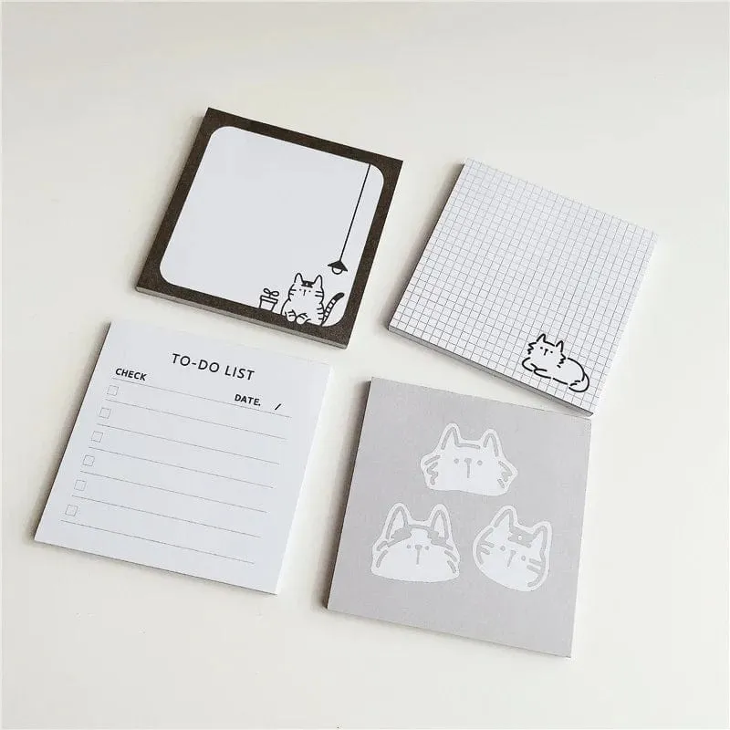 50 Blatt Cartoon Kurze Striche Niedliche Katze Notizblock Einfacher Stil Kawaii Nachrichtenpapier Student Aufgabenliste Notizen Schulschreibwaren