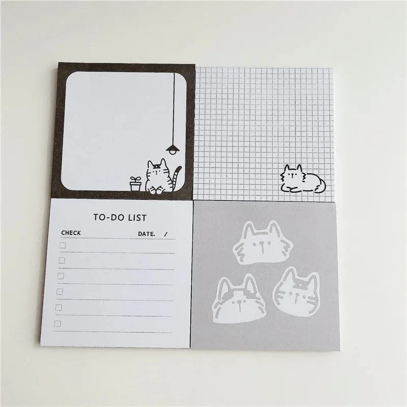 50 Blatt Cartoon Kurze Striche Niedliche Katze Notizblock Einfacher Stil Kawaii Nachrichtenpapier Student Aufgabenliste Notizen Schulschreibwaren