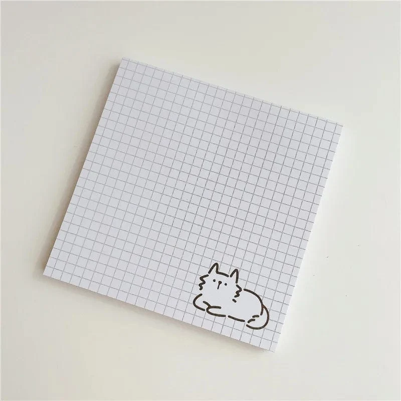 50 Blatt Cartoon Kurze Striche Niedliche Katze Notizblock Einfacher Stil Kawaii Nachrichtenpapier Student Aufgabenliste Notizen Schulschreibwaren