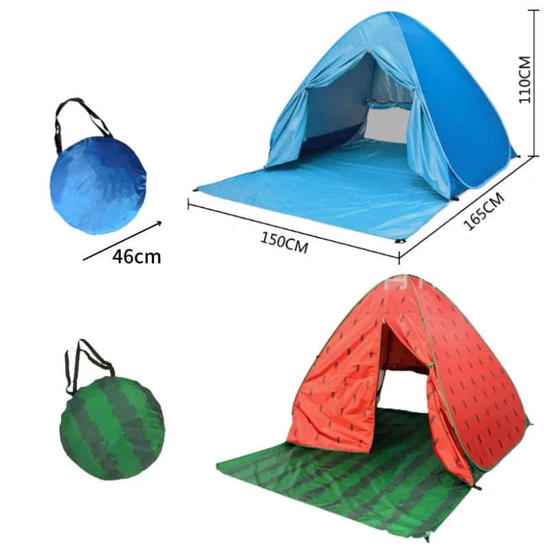 Automatisches Instant-Pop-Up-Zelt, trinkbar, Strandzelt, für den Außenbereich, wasserdicht, UV-Schutz, Camping-Angelzelt (mit Türvorhang)