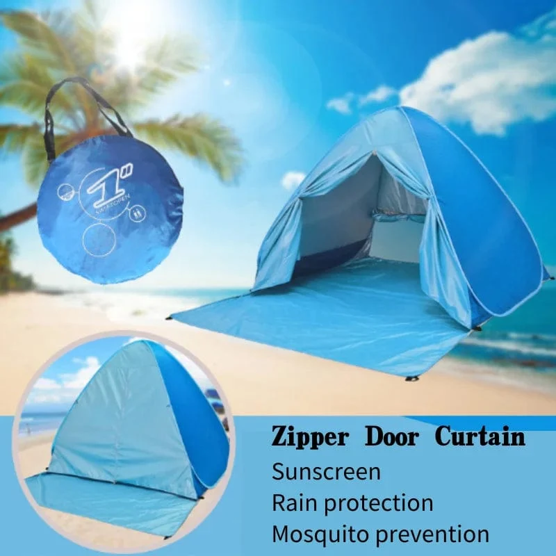 Automatisches Instant-Pop-Up-Zelt, trinkbar, Strandzelt, für den Außenbereich, wasserdicht, UV-Schutz, Camping-Angelzelt (mit Türvorhang)
