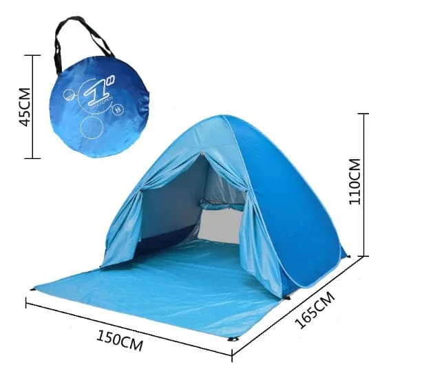 Automatisches Instant-Pop-Up-Zelt, trinkbar, Strandzelt, für den Außenbereich, wasserdicht, UV-Schutz, Camping-Angelzelt (mit Türvorhang)