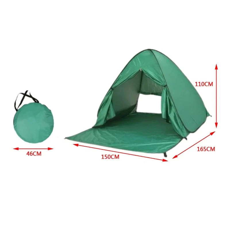 Automatisches Instant-Pop-Up-Zelt, trinkbar, Strandzelt, für den Außenbereich, wasserdicht, UV-Schutz, Camping-Angelzelt (mit Türvorhang)