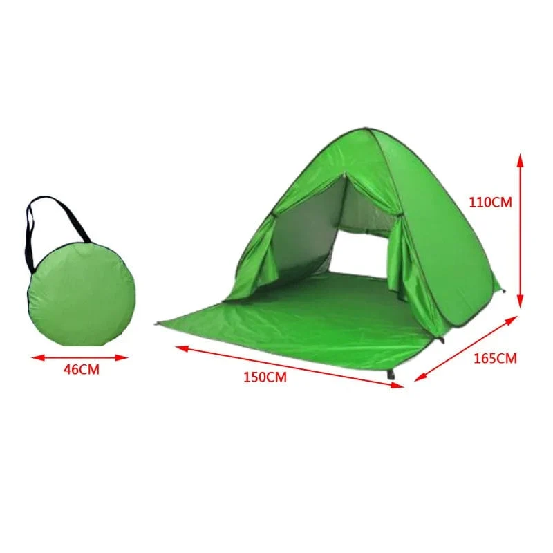 Automatisches Instant-Pop-Up-Zelt, trinkbar, Strandzelt, für den Außenbereich, wasserdicht, UV-Schutz, Camping-Angelzelt (mit Türvorhang)