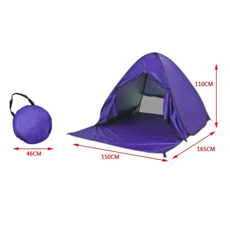Automatisches Instant-Pop-Up-Zelt, trinkbar, Strandzelt, für den Außenbereich, wasserdicht, UV-Schutz, Camping-Angelzelt (mit Türvorhang)
