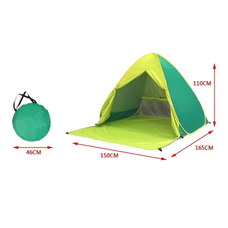 Automatisches Instant-Pop-Up-Zelt, trinkbar, Strandzelt, für den Außenbereich, wasserdicht, UV-Schutz, Camping-Angelzelt (mit Türvorhang)