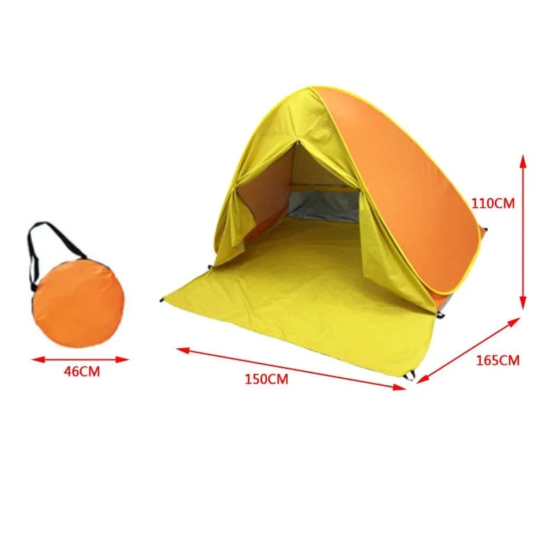 Automatisches Instant-Pop-Up-Zelt, trinkbar, Strandzelt, für den Außenbereich, wasserdicht, UV-Schutz, Camping-Angelzelt (mit Türvorhang)