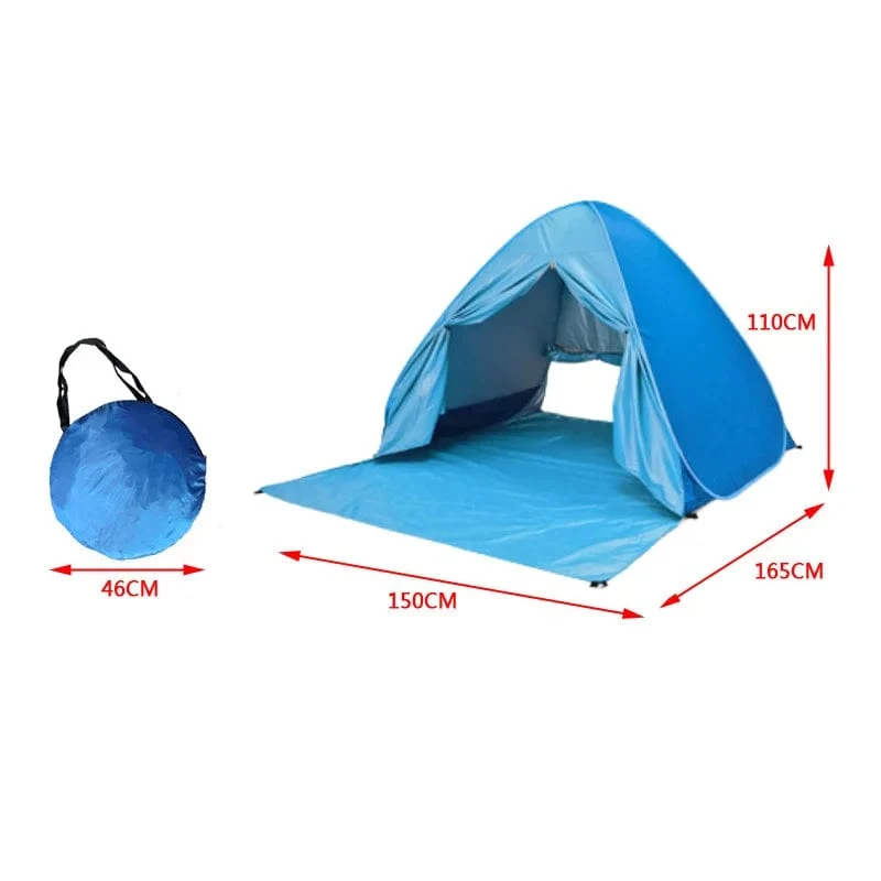 Automatisches Instant-Pop-Up-Zelt, trinkbar, Strandzelt, für den Außenbereich, wasserdicht, UV-Schutz, Camping-Angelzelt (mit Türvorhang)