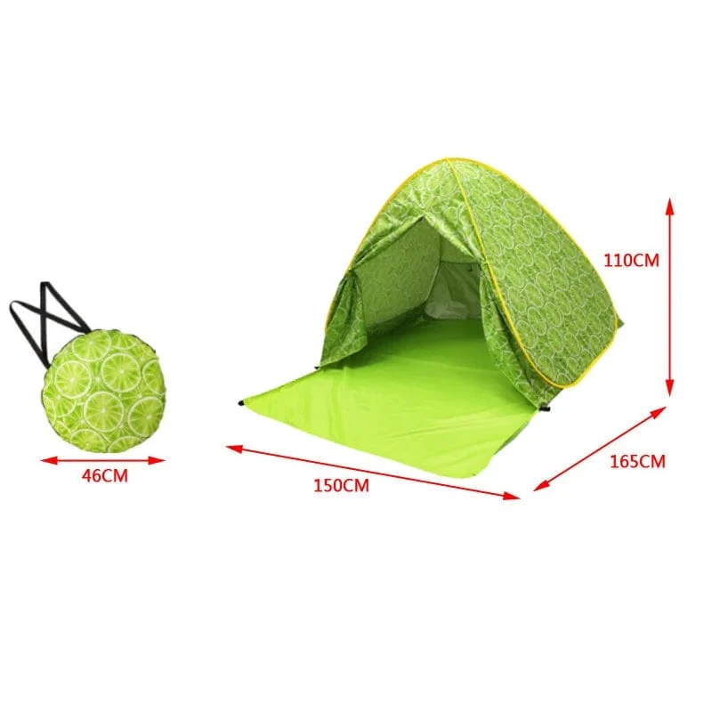 Automatisches Instant-Pop-Up-Zelt, trinkbar, Strandzelt, für den Außenbereich, wasserdicht, UV-Schutz, Camping-Angelzelt (mit Türvorhang)
