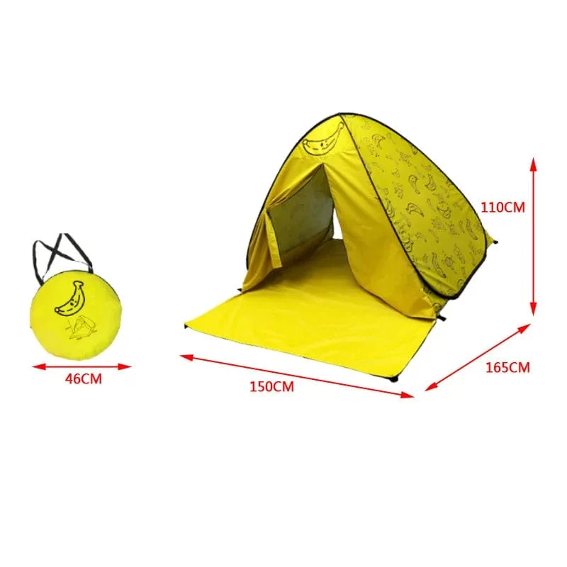 Automatisches Instant-Pop-Up-Zelt, trinkbar, Strandzelt, für den Außenbereich, wasserdicht, UV-Schutz, Camping-Angelzelt (mit Türvorhang)