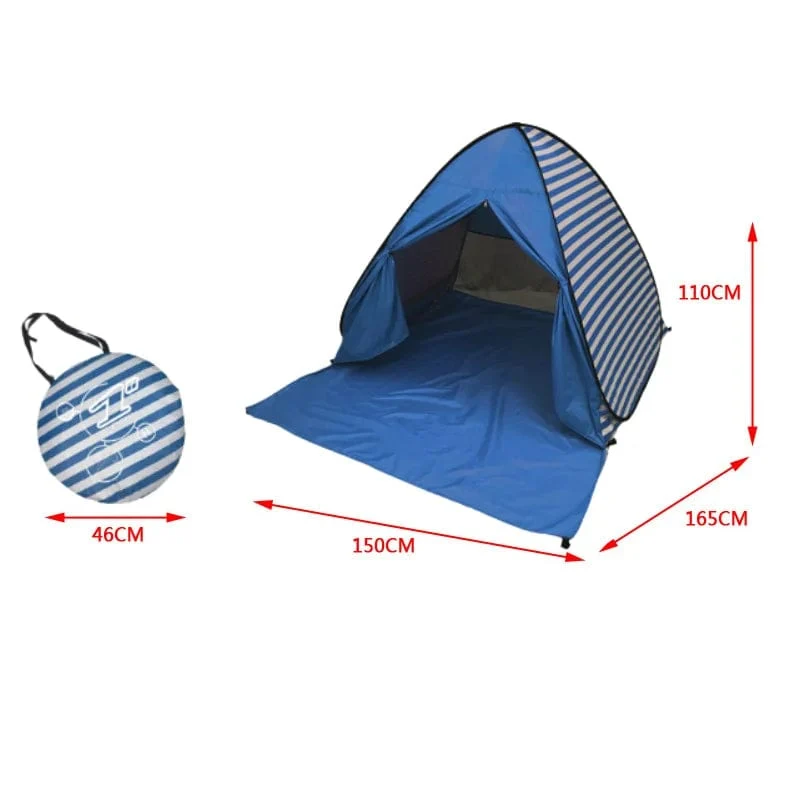 Automatisches Instant-Pop-Up-Zelt, trinkbar, Strandzelt, für den Außenbereich, wasserdicht, UV-Schutz, Camping-Angelzelt (mit Türvorhang)