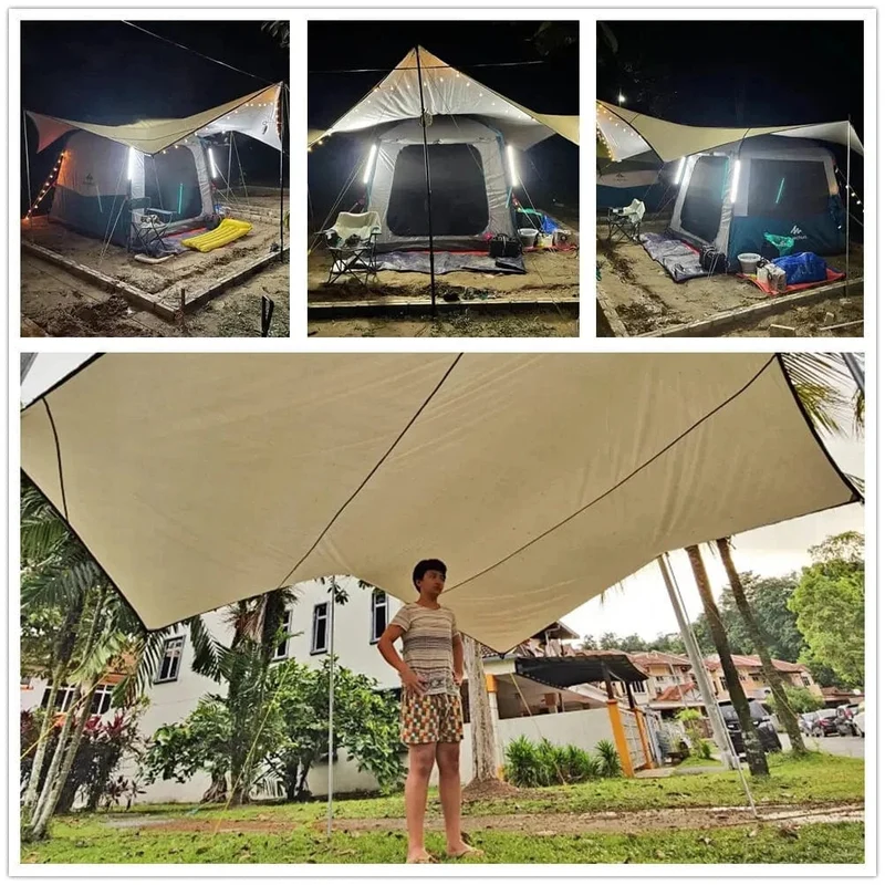 5.1 x 5.1 m große Campingplane, wasserdicht, achteckig, Schmetterling, für den Außenbereich, Sonnenschutz, Markise, Zelt, Schatten, Sonnenschutz, Strand, Touristenüberdachung