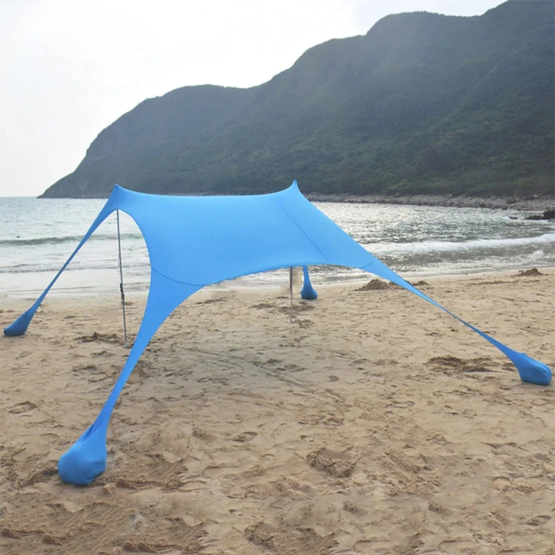 Shades Strandzelt, groß, tragbar, winddicht, Strandzelt, Pop-Up-Schattendach, Sonnenschutz, Familien-Strandzelt mit 2 Aluminiumstangen 1