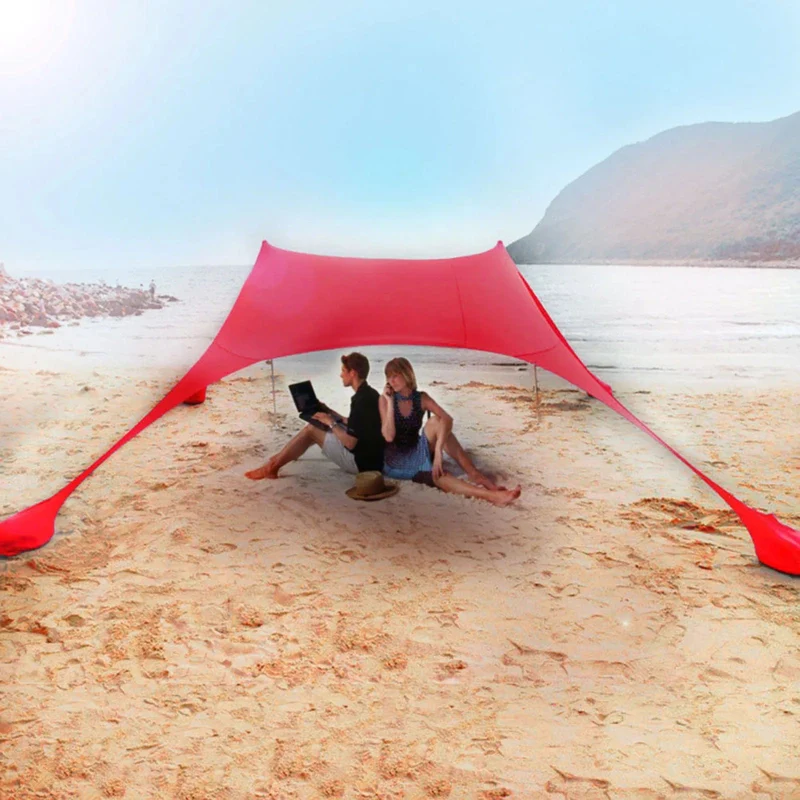 Shades Strandzelt, groß, tragbar, winddicht, Strandzelt, Pop-Up-Schattendach, Sonnenschutz, Familien-Strandzelt mit 2 Aluminiumstangen 1
