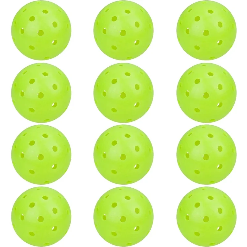 JIKEGO Outdoor-Pickleball-Bälle in Wettbewerbsqualität, 74 mm, 40 Löcher, 8, 12, 16 Packungen, PE, 26 g, Gelbgrün, Zubehör, Training