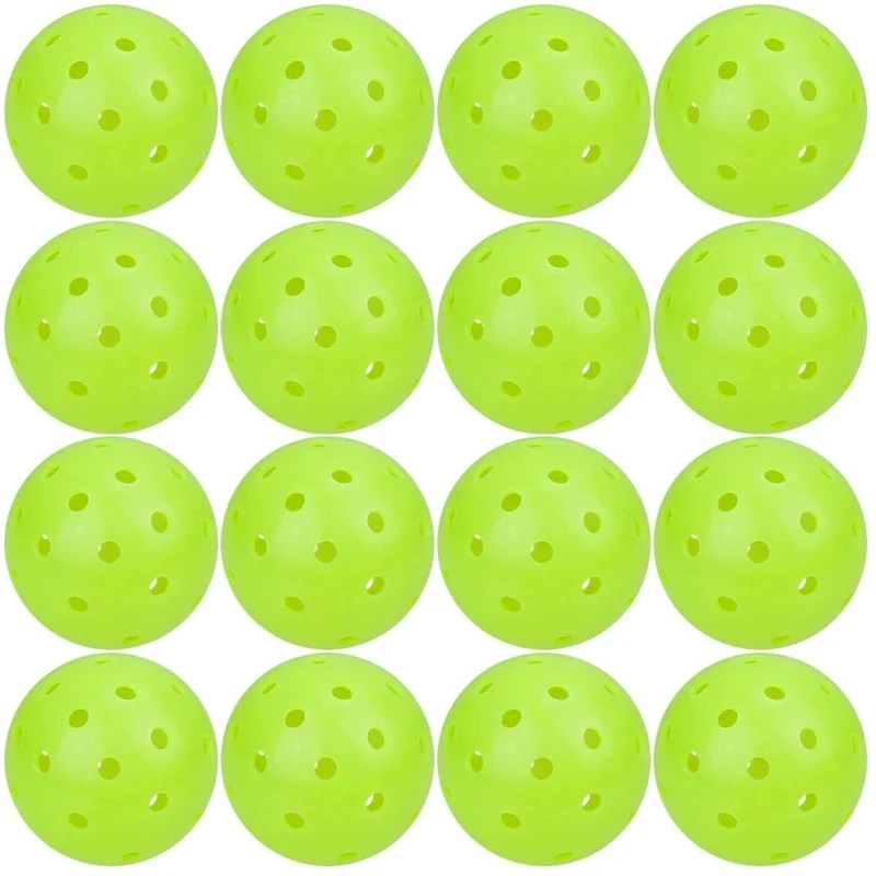 JIKEGO Outdoor-Pickleball-Bälle in Wettbewerbsqualität, 74 mm, 40 Löcher, 8, 12, 16 Packungen, PE, 26 g, Gelbgrün, Zubehör, Training