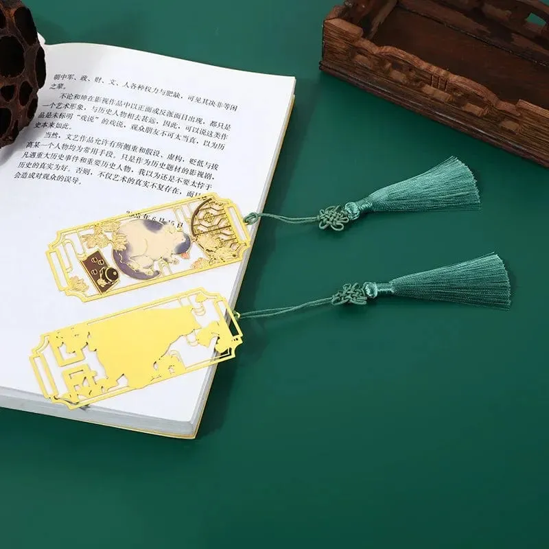 1 Stück ausgehöhlte Lesezeichen aus Metall mit Katze im chinesischen Stil, Lesezeichen für Schüler, Lehrer, Lesewerkzeuge, Schule, Souvenirs