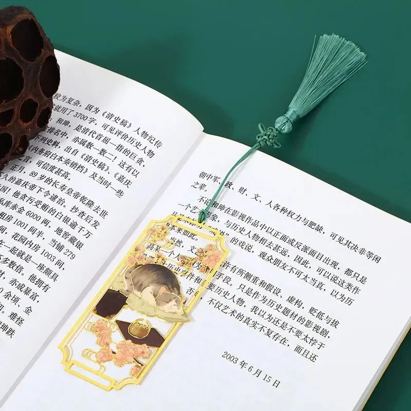 1 Stück ausgehöhlte Lesezeichen aus Metall mit Katze im chinesischen Stil, Lesezeichen für Schüler, Lehrer, Lesewerkzeuge, Schule, Souvenirs