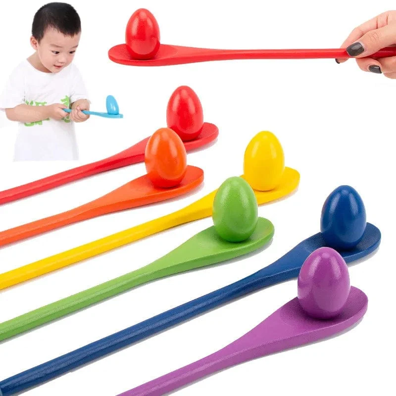 Montessori-Regenbogen-Holzlöffel, sensorisches Spielzeug, Farbabstimmungs-Balancespiel, frühes pädagogisches Holzspielzeug für Kinder, Vorschul-Lehrmittel