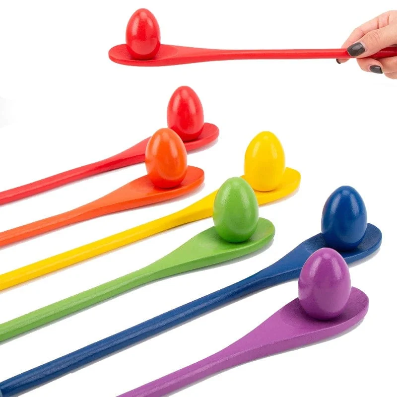 Montessori-Regenbogen-Holzlöffel, sensorisches Spielzeug, Farbabstimmungs-Balancespiel, frühes pädagogisches Holzspielzeug für Kinder, Vorschul-Lehrmittel